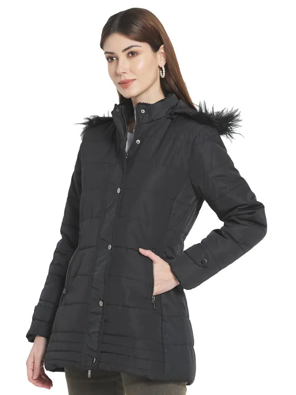 Mettle Women Black Longline Parka Jacket