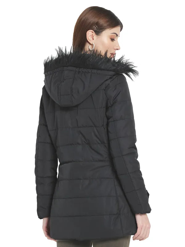 Mettle Women Black Longline Parka Jacket