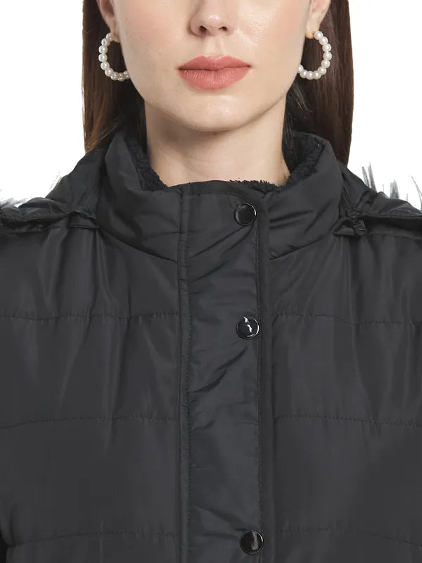 Mettle Women Black Longline Parka Jacket