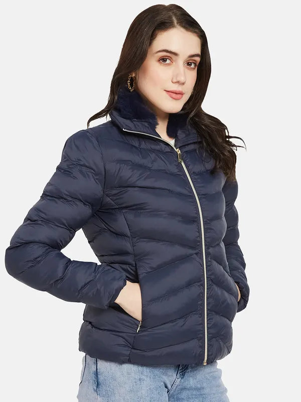 Mettle Women Navy Blue Puffer Jacket