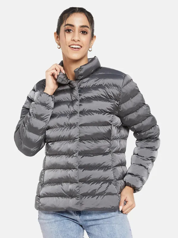 Mettle Women Grey Knitted Jacket