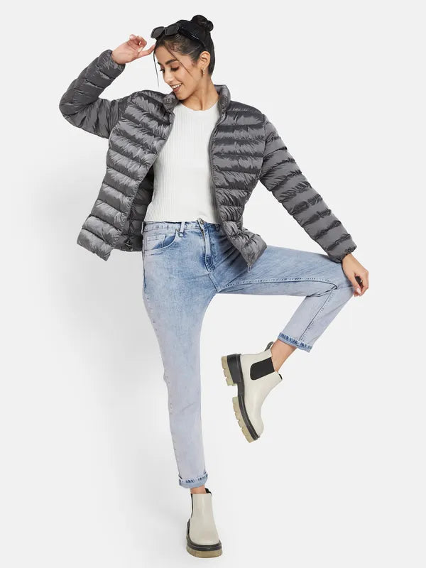 Mettle Women Grey Knitted Jacket