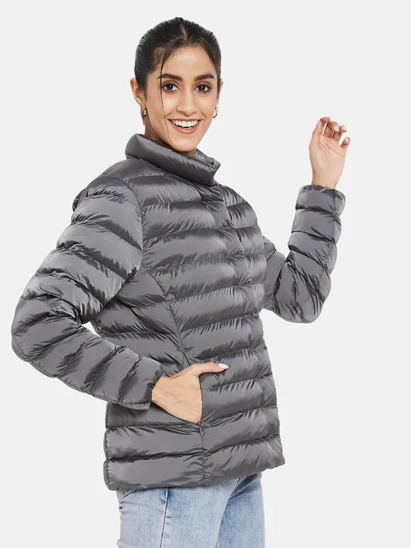 Mettle Women Grey Knitted Jacket