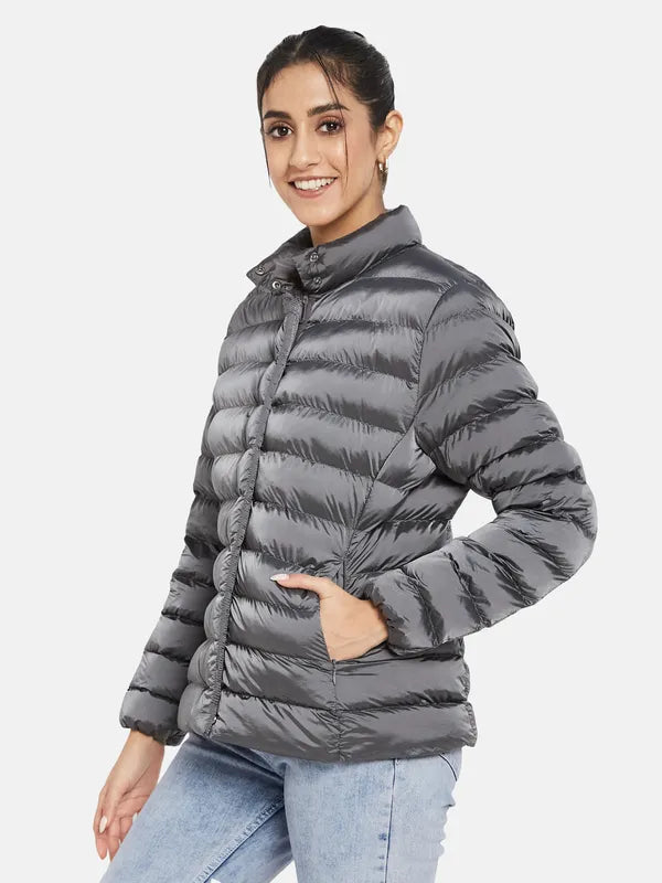 Mettle Women Grey Knitted Jacket