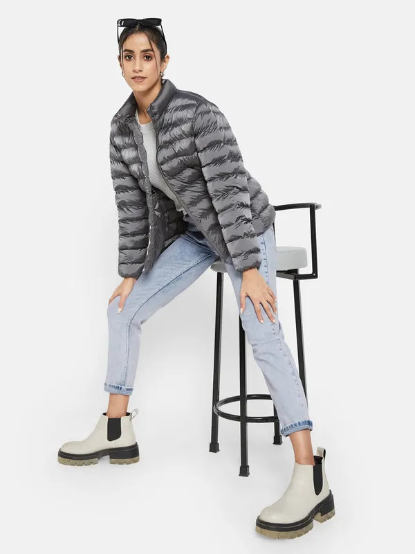 Mettle Women Grey Knitted Jacket