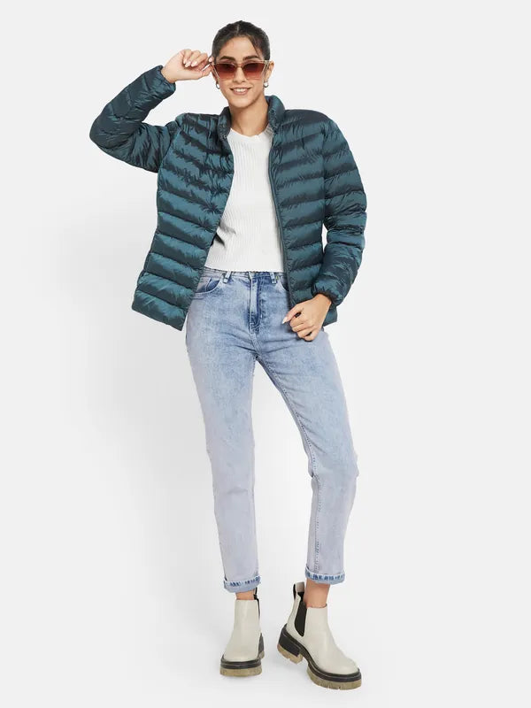 Mettle Women Green Knitted Jacket