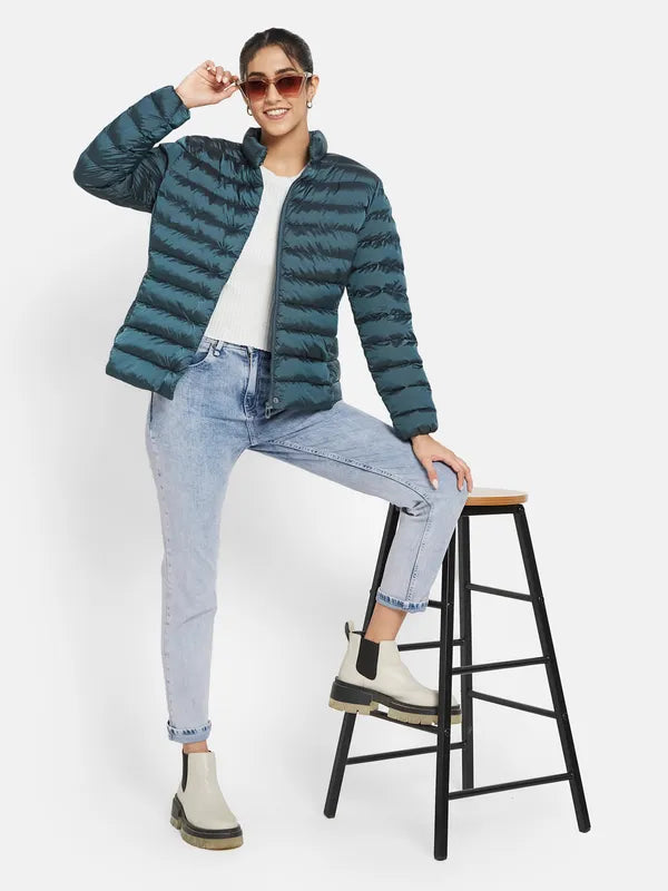 Mettle Women Green Knitted Jacket