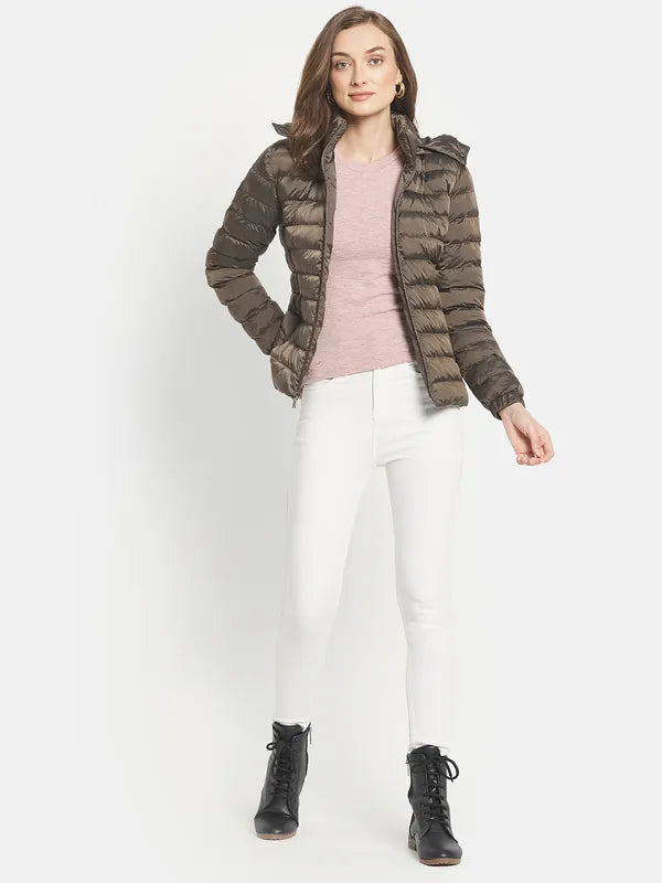 Women Puffer Jacket With Patchwork