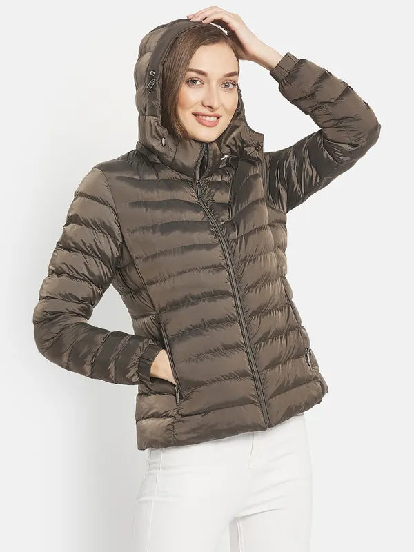 Women Puffer Jacket With Patchwork