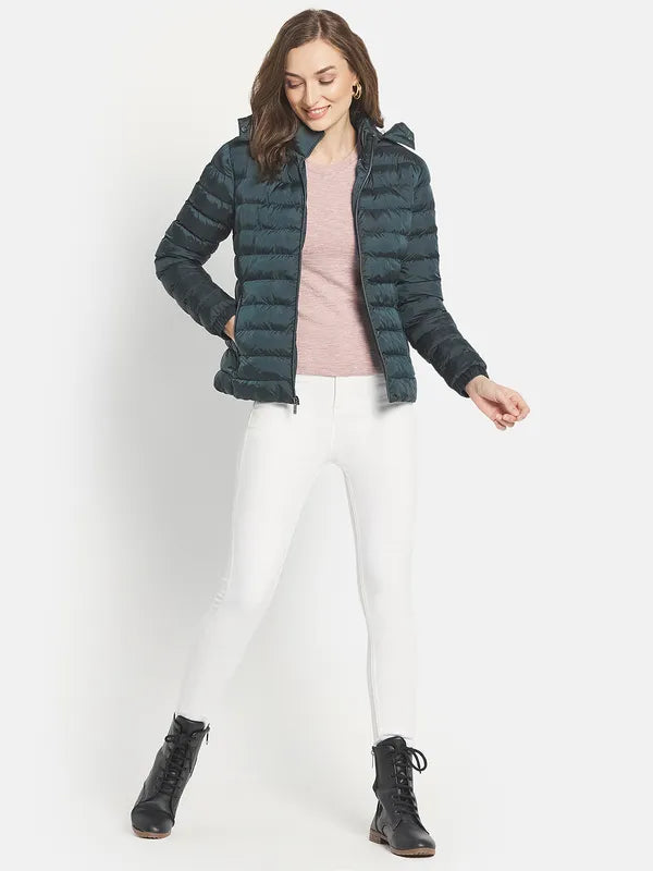 Women Solid Puffer Jacket