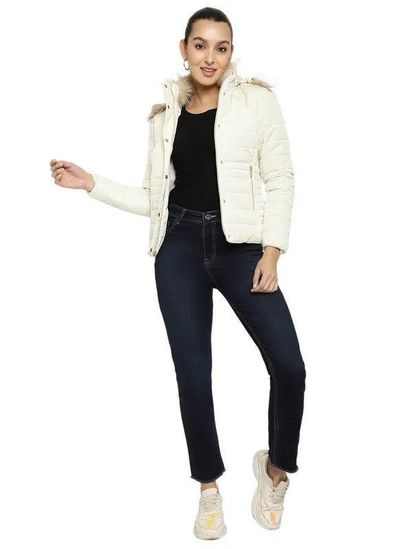 Mettle Women White Parka Jacket