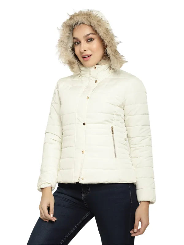 Mettle Women White Parka Jacket