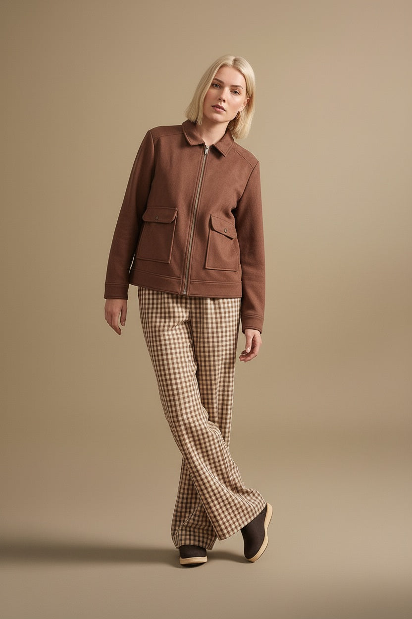 Women Suede Woven Jacket