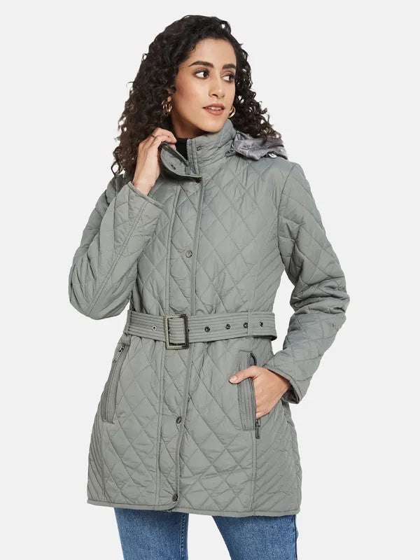 Mettle Women Grey Knitted Jacket