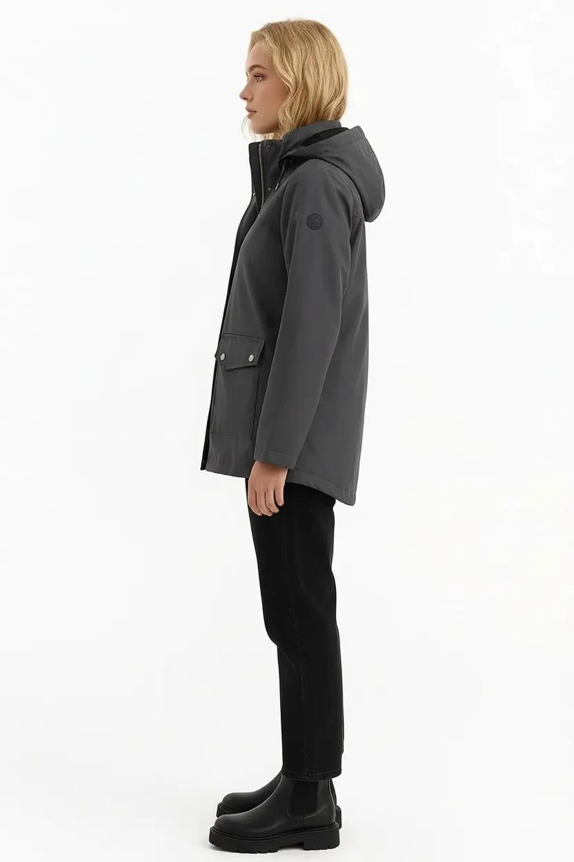 Women Solid Hooded Neck Jacket