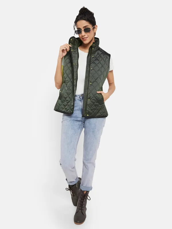 Mettle Women Green Knitted Jacket