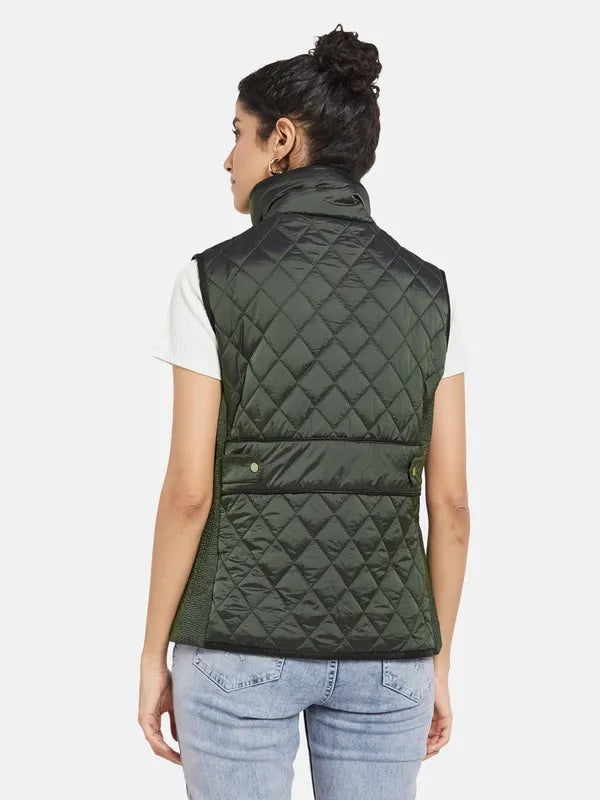 Mettle Women Green Knitted Jacket