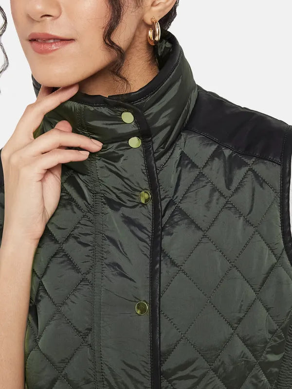 Mettle Women Green Knitted Jacket