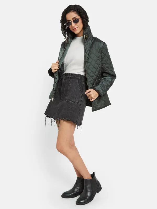 Mettle Women Green Knitted Jacket