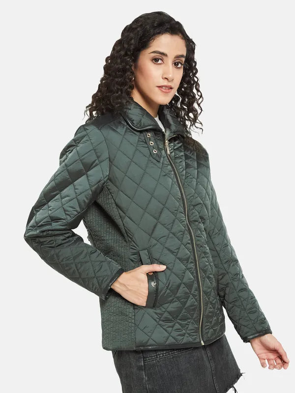 Mettle Women Green Knitted Jacket