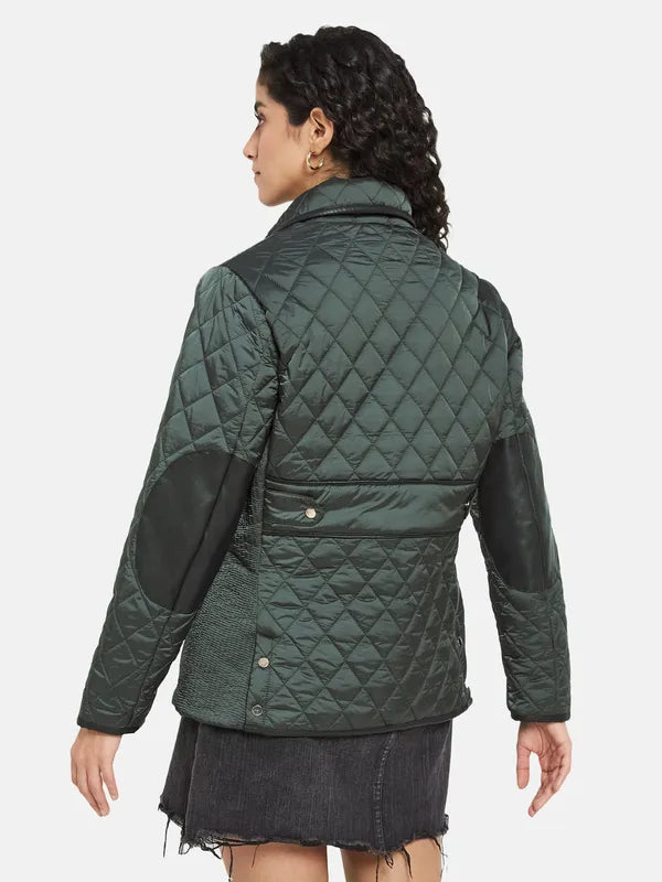 Mettle Women Green Knitted Jacket