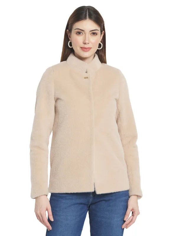 Mettle Women Beige Solid Cotton Duster Coats