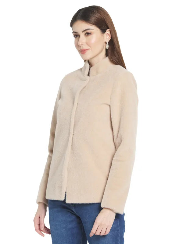 Mettle Women Beige Solid Cotton Duster Coats