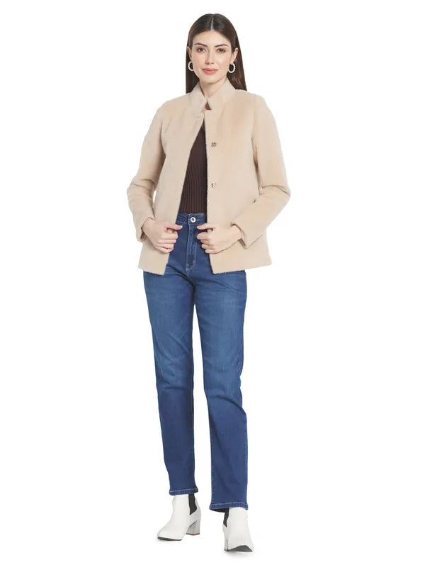 Mettle Women Beige Solid Cotton Duster Coats