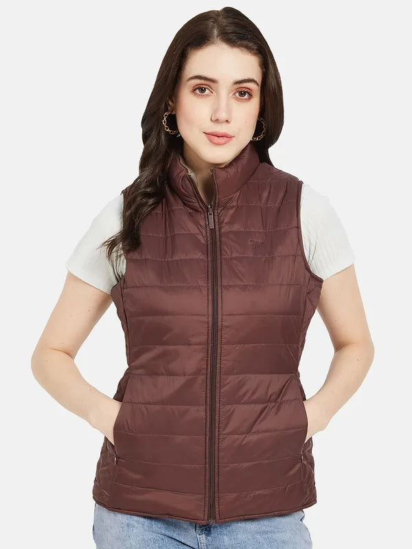 Mettle Women Maroon Quilted Jacket