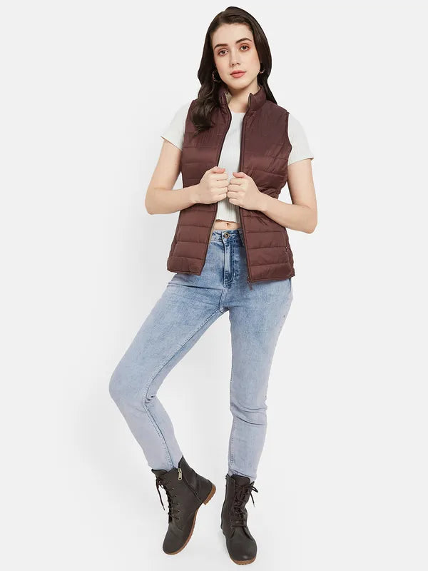 Mettle Women Maroon Quilted Jacket