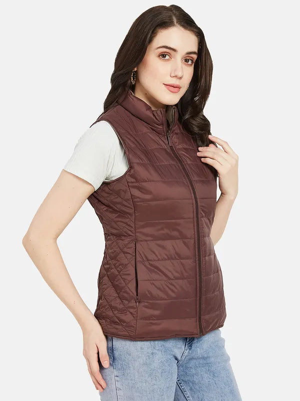 Mettle Women Maroon Quilted Jacket