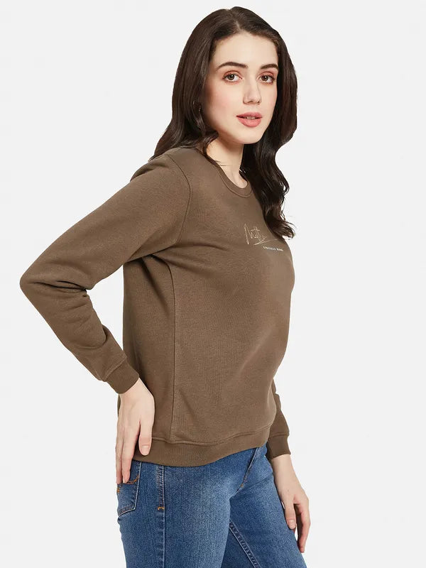 Mettle Women Brown Printed Sweatshirt