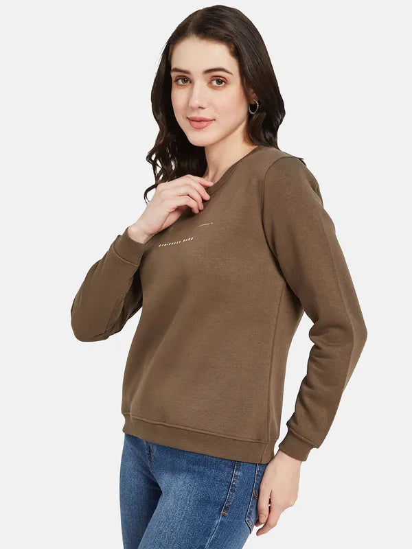 Mettle Women Brown Printed Sweatshirt