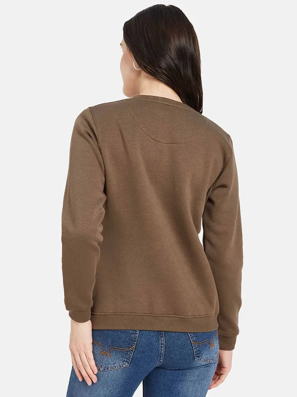 Mettle Women Brown Printed Sweatshirt