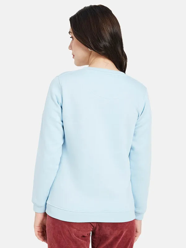 Mettle Women Blue Printed Sweatshirt