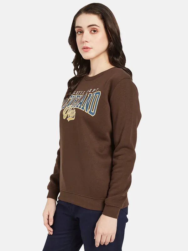 Mettle Women Brown Printed Sweatshirt