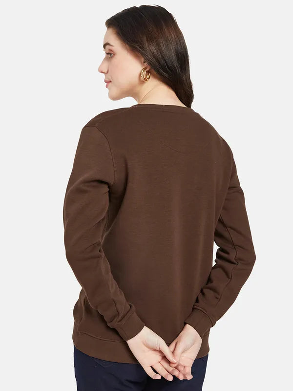 Mettle Women Brown Printed Sweatshirt