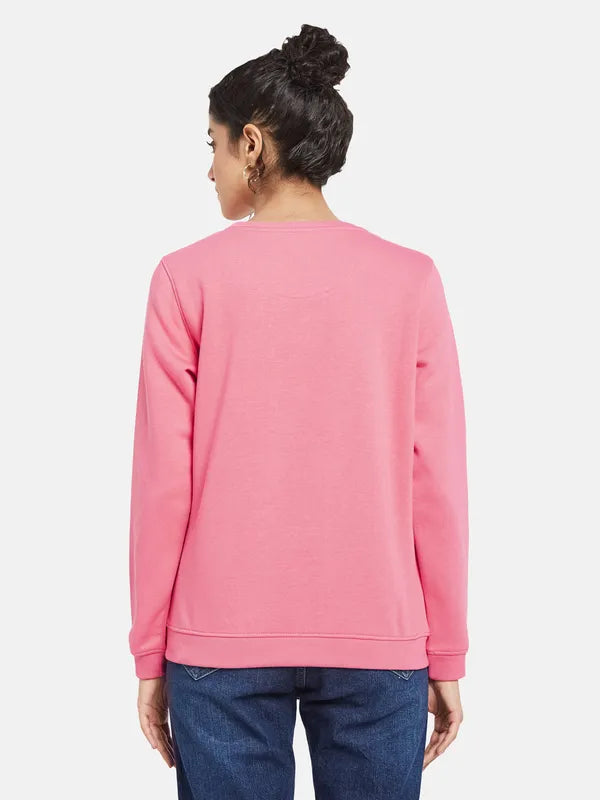 Mettle Women Pink Printed Sweatshirt