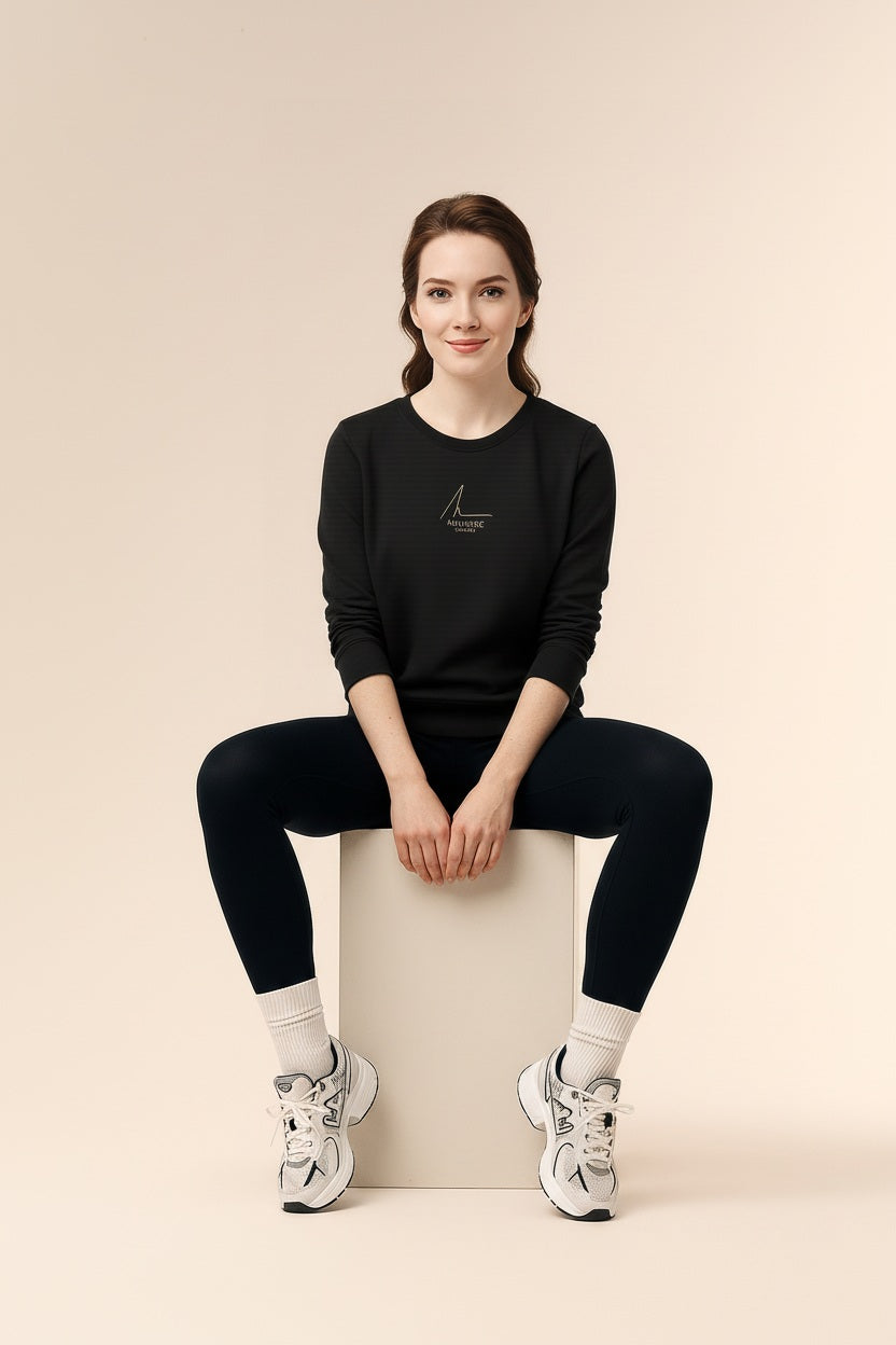 Women Solid Round Neck Sweatshirt