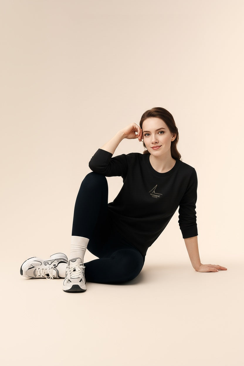 Women Solid Round Neck Sweatshirt