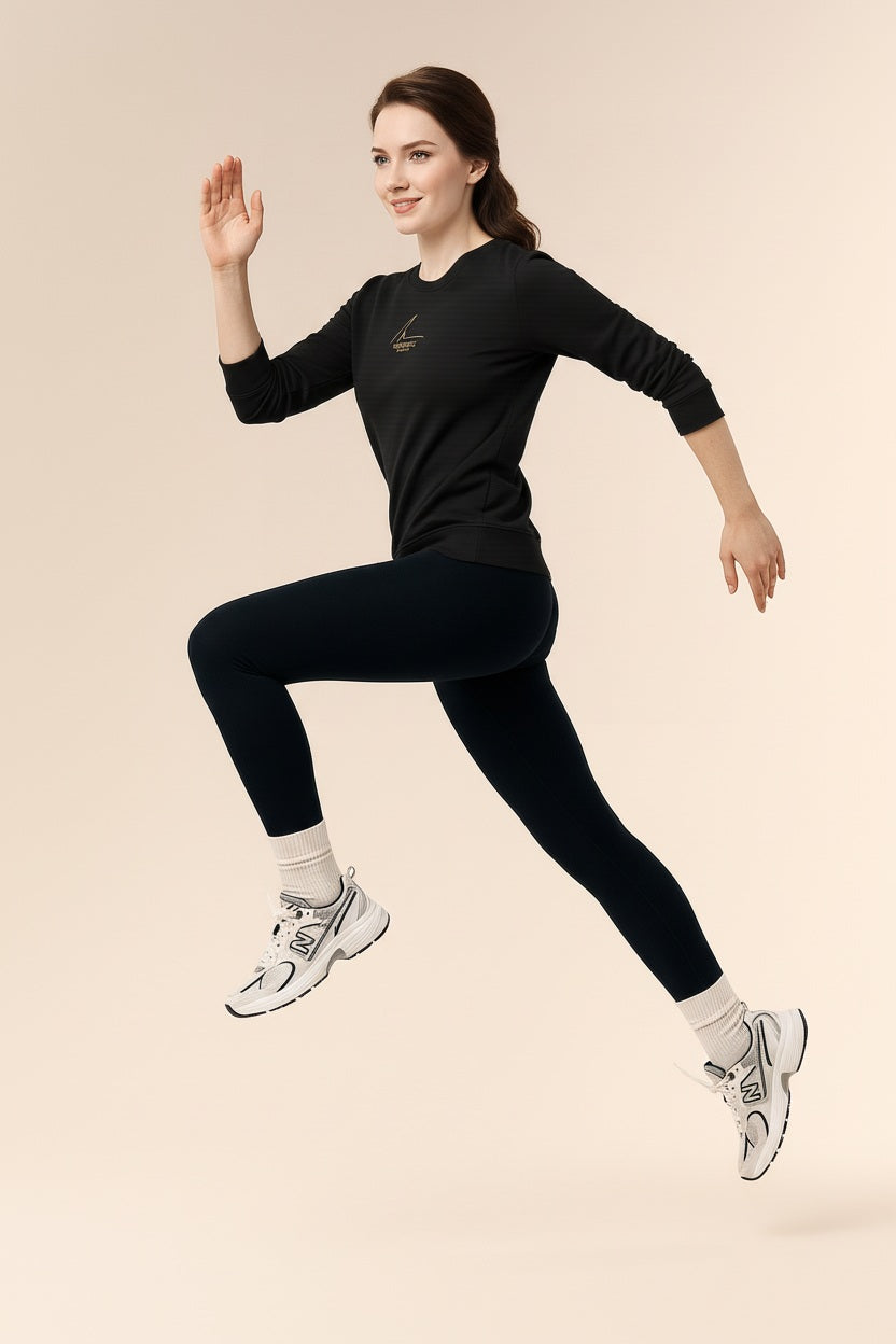 Women Solid Round Neck Sweatshirt