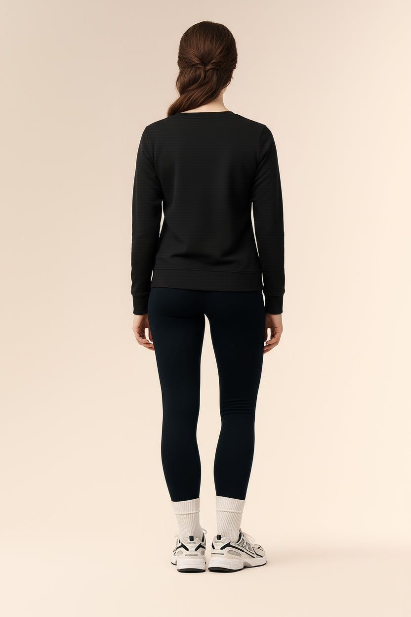 Women Solid Round Neck Sweatshirt