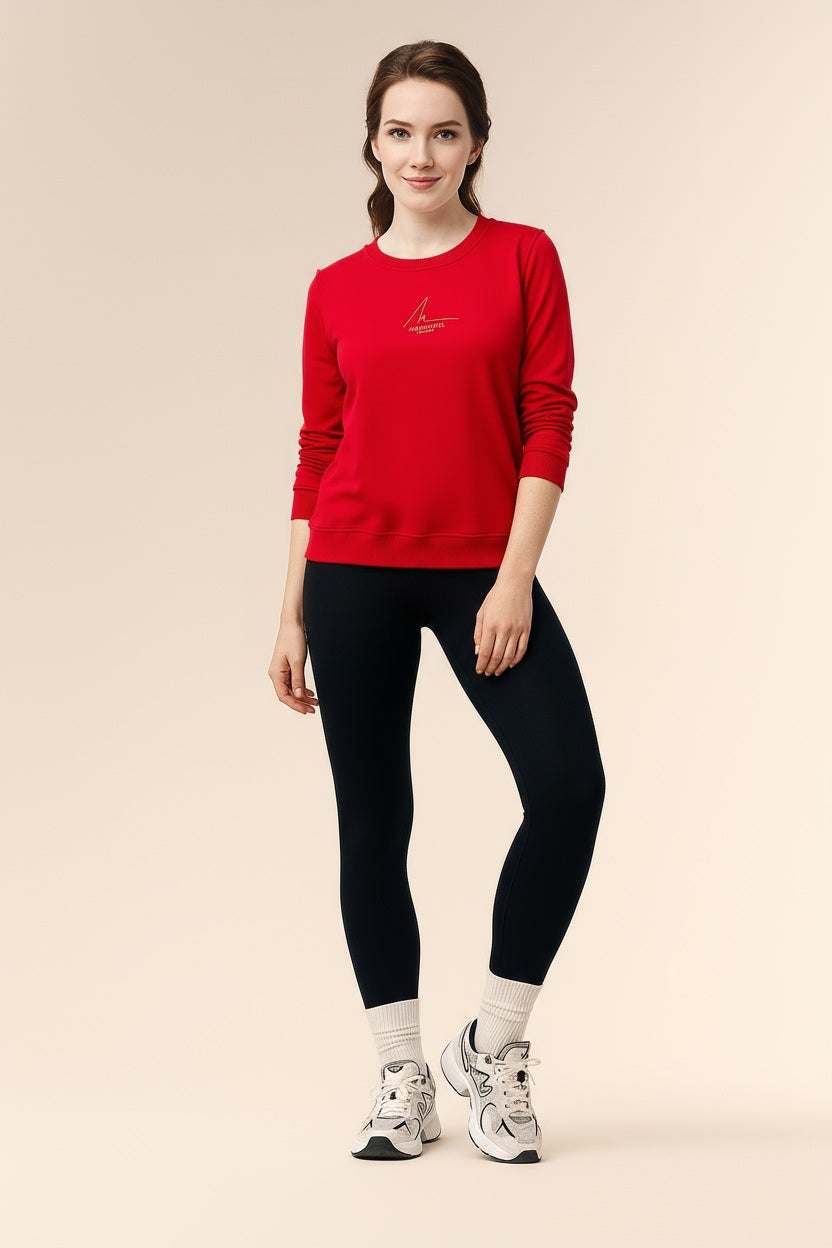 Women Solid Round Neck Sweatshirt
