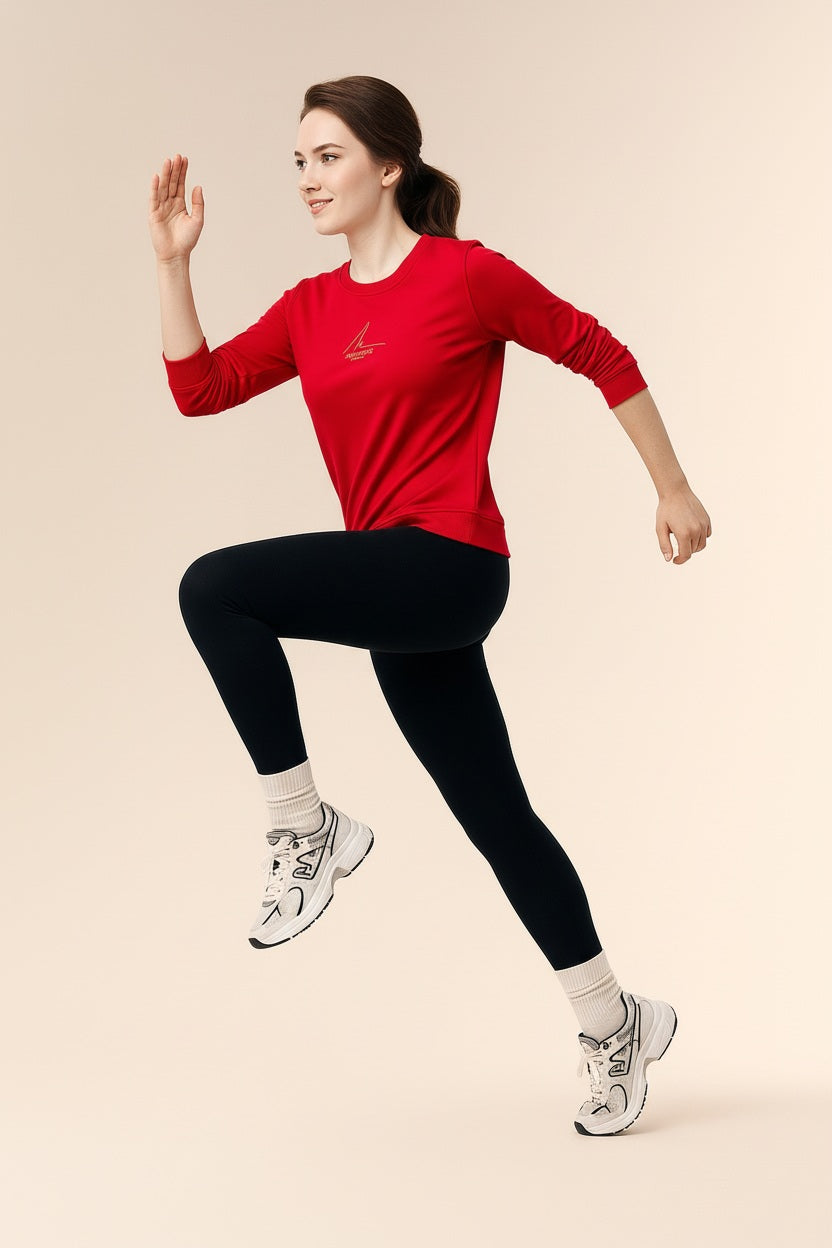 Women Solid Round Neck Sweatshirt