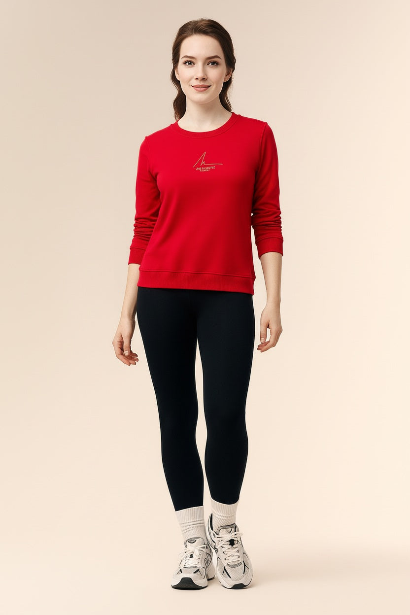 Women Solid Round Neck Sweatshirt