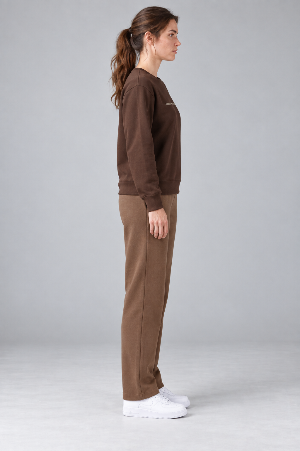 Women’s Espresso Brushed Cotton Fleece Core Sweatshirt – Regular Fit