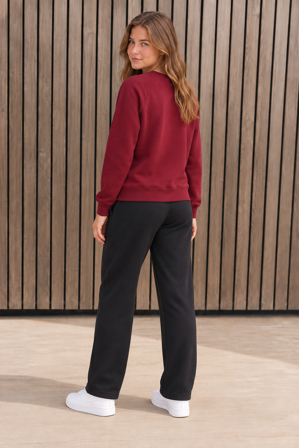 Women’s Merlot Cotton Brushed Fleece Sweatshirt | Core Regular Fit Crew Neck