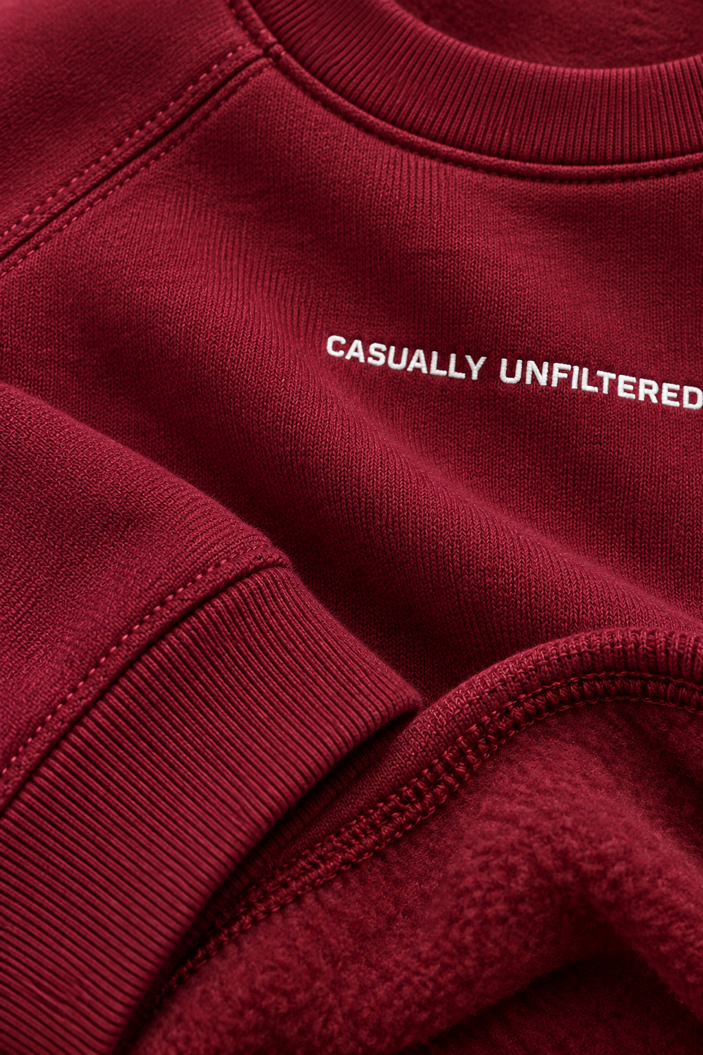 Women’s Merlot Cotton Brushed Fleece Sweatshirt | Core Regular Fit Crew Neck