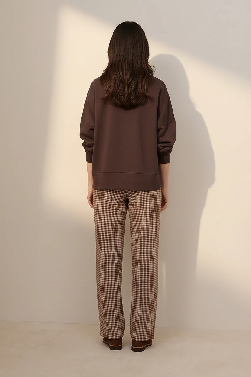 Women Solid Round Neck Sweatshirt