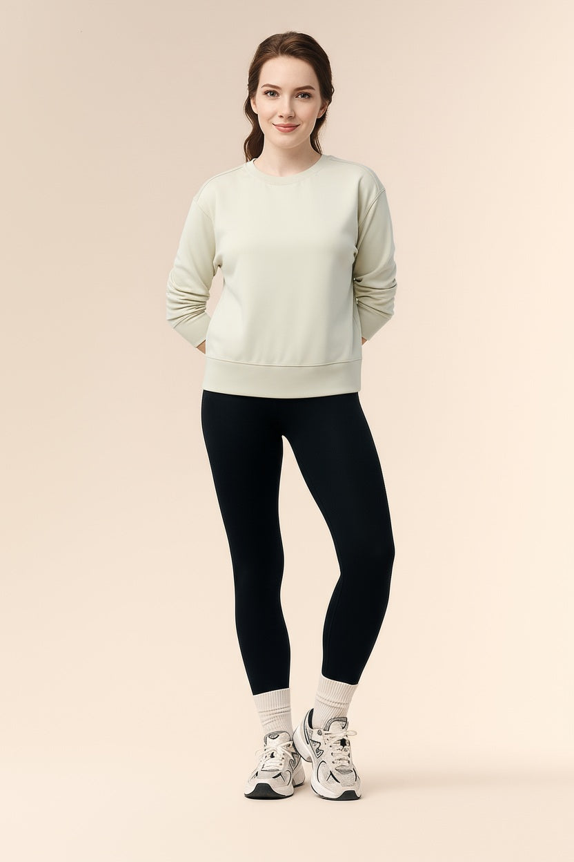 Women Solid Round Neck Sweatshirt